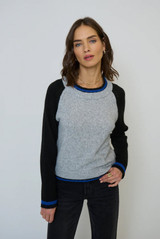 Olivia Baseball Sweater - Black/Gray