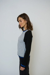 Olivia Baseball Sweater - Black/Gray