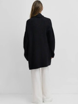The Lynn Cardigan | Oversized Shawl Collar Cardigan - Black