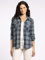 Cassian Shirt - Charcoal Ivory Plaid