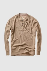 Relwen Slub Jersey Henley - Lt Camel Hthr