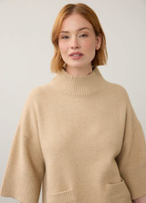 Mock Neck 3/4 Sleeve Sweater - Maple