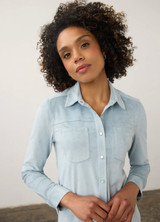Long Sleeve Suede Shirt - Blue River