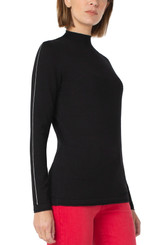 Mock Neck Rolled Hem Long Sleeve Sweater