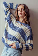 Stripe Pullover Latter Stitch Sweater