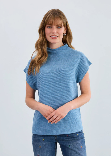 Ottoman Cap Sleeve Sweater-Indigo