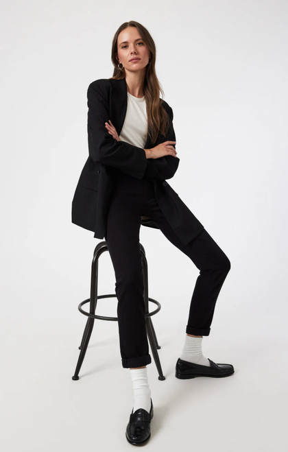 Kathleen Slim Boyfriend Jeans Mid Rise | Black Feather Blue