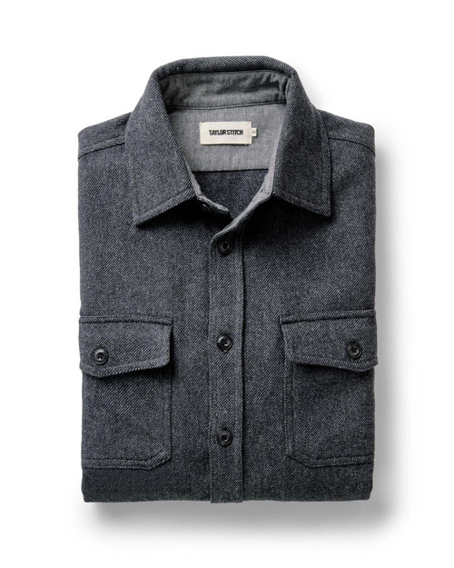 The CPO Shirt in Heather Slate Twill The CPO Shirt in Heather Slate Twill
