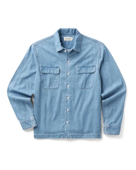 The Shore Shirt in Washed Indigo Twill