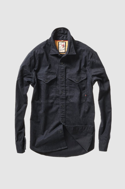 Relwen Utility Workshirt - Dk Navy Tick Stripe