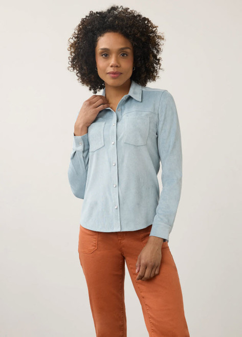 Long Sleeve Suede Shirt - Blue River