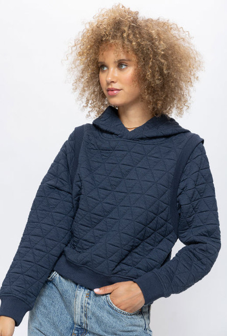 Hoodie with Contracting Rib Detail