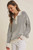 Two-Tone Textured Stripe Henley Sweater -Charcoal