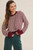 Relaxed Fit Textured Mix Stripe Crewneck Sweater -Burgandy