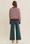 Relaxed Fit Textured Mix Stripe Crewneck Sweater -Burgandy