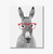 Donkey in Red Eyeglasses Animal Canvas Art