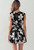 Flower Pattern Waist Belt Asymmetrical Dress