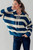 Maeve Tie Front Stripe Rib Knit Sweater