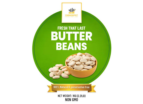 PREMIUM BUTTER BEANS (Lima Beans)
Premium Butter Beans, also known as Lima Beans (Phaseolus lunatus ), are large, flat, creamy-white legumes prized for their exceptionally smooth, buttery texture and subtle, delicate flavors. Our butter beans are carefully selected for size uniformity, ensuring even cooking, and processed to remove any damaged or discolored beans. These beans represent a more premium option in the Nigerian market, often used for special occasions and refined dishes where their luxurious texture can be showcased. Butter beans are actually the mature, larger form of green lima beans—harvested when fully mature to develop their characteristic starchy, creamy consistency. When cooked, they become exceptionally tender and almost melt in the mouth, making them perfect for creamy bean soups, rich stews, and sophisticated Moin-Moin variations. Nutritionally, butter beans offer higher protein and fiber content compared to immature lima beans, with 7.8g protein and 7g fiber per 100g cooked serving. They are particularly rich in potassium, magnesium, iron, and B-vitamins, especially folate which is crucial for cell growth and pregnancy health.

Nutritional Components (Per 100g cooked butter beans)
Energy: 115 kcal
Protein: 7.8g
Fat: 0.38g
Carbohydrates: 20.9g
Dietary Fiber: 7g

Sugars: 2.9g
Potassium: High
Magnesium: High
Iron: Significant
Folate (B9): High
Zinc: Present
Manganese: Present
B Vitamins: Rich in thiamin, B6
Polyphenols: Antioxidant compounds

Key Benefits:  Exceptionally creamy texture enhances dishes, higher protein content than many bean varieties (7.8g/100g cooked), excellent source of dietary fiber (7g/100g) for digestive health, rich in folate for pregnancy and cell health, high potassium supports cardiovascular health, low fat and cholesterol-free, provides sustained energy from complex carbohydrates.

Storage Instructions 
Store in airtight containers in a cool, dry, dark place
Shelf life:  12-18 months when properly stored
Size consideration:  Larger beans require more thorough drying—ensure moisture below 13%
Temperature:  Store at 15-25°C; avoid temperature fluctuations that cause condensation
Pest vulnerability:  Large size makes them susceptible to storage pests—inspect regularly
Keep in pest-proof containers with tight-fitting lids
For premium quality maintenance, refrigerate or freeze for storage beyond 12 months
Once opened, use within 6 months for best texture
Check for any off-odors or discoloration before cooking
 
Due to higher starch content, butter beans may become powdery if stored too long—use within recommended timeframe