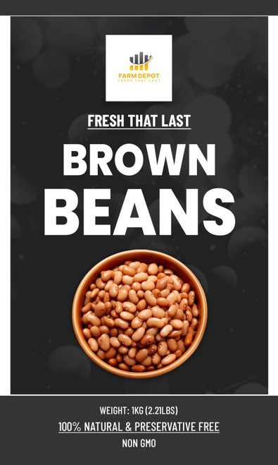 BROWN BEANS (Nigerian Common Brown)

Our Premium Nigerian Brown Beans are sourced from premium growing regions, carefully cleaned, and graded to ensure uniform size for even cooking. They represent the authentic taste of Nigerian cuisine and provide excellent value as a protein source for families. They are also valued for their rich, earthy flavor and assumed superior nutritional content compared to white varieties. These medium-sized, reddish-brown beans are a staple in Nigerian households, forming the base of countless traditional dishes from Ewa Agoyin (spicy bean stew) to Moin-Moin  and Akara . Scientific analysis confirms that Nigerian brown beans are nutritionally analogous to French beans and soybeans, with seed coat color indicating varying levels of calcium, iron, and vitamin C. These beans cook to a tender yet firm texture, holding their shape well in stews while developing a rich, satisfying flavor.

 Nutritional Components (Per 100g dry beans - typical values)

Energy: 330-340 kcal

Protein: 21-24g

Carbohydrates: 55-60g

Dietary Fiber: 15-20g

Fat: 1.5-2g

Ash: 3-4g

Calcium: Higher than white beans

Iron: Higher than white beans

Vitamin C: Present in higher amounts than white beans

Zinc: Present

Potassium: ~1400mg

Magnesium: ~180mg

Folate: ~300-400µg

Polyphenols: Higher content due to brown seed coat

Key Benefits: Preferred for richer nutrient profile compared to white beans, excellent source of plant protein and fiber, high iron content helps prevent anemia, antioxidants from brown seed coat support cellular health, low glycemic index, supports blood sugar regulation, versatile for all Nigerian bean dishes, cost-effective protein source for families.

Storage Instructions 
 
Store in airtight containers in a cool, dry, dark place
 
Shelf life: 12-24 months when properly stored
 
Moisture control: Critical—keep below 14% moisture to prevent mold and aflatoxin
 
Pest management: Brown beans are susceptible to bean weevils (Callosobruchus maculatus )
 
Inspect monthly for signs of infestation (small holes in beans, powdery residue, live insects)
 
Temperature: Ideal storage at 15-20°C; higher temperatures accelerate pest reproduction
 
Natural pest control: Store with dried pepper pods, neem leaves, or bay leaves
 
For long-term storage (2+ years), freeze at -18°C for 48 hours before storing at room temperature to kill any eggs
 
Once opened, consume within 6-12 months for optimal cooking quality
 
Do not mix old and new stock—this spreads any existing infestation
 
If beans become hard during storage, add a pinch of baking soda during cooking to soften