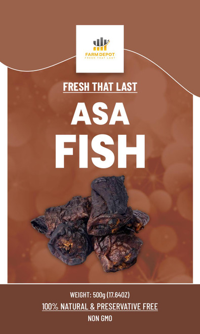 DRIED ASA FISH (Eja Osan - Gymnarchus niloticus)

Premium Dry Asa Fish (Eja Osan in Yoruba, Azu Asa in Igbo, Dansarki in Hausa) is one of Nigeria's most prized dried fish varieties. This wild-caught freshwater fish (Gymnarchus niloticus, also known as Aba Knifefish) is not farmed—all specimens are caught in the wild, making them highly desirable. Our Dry Asa fish are carefully cleaned, scaled, and traditionally dried to preserve their exceptional flavor and nutritional value.

Asa fish is considered a luxury ingredient in Nigerian cuisine, featured in high-end restaurants and special occasion dishes. It is particularly valued for its firm, meaty texture and distinctive flavor that enhances traditional soups and stews. When dried, it develops a concentrated, umami-rich taste that is highly sought after.

Nutritionally, Asa fish provides high-quality protein, beneficial fats, and essential minerals. It is particularly noted for its low calorie content combined with high nutritional density, making it an excellent choice for health-conscious consumers.




Nutritional Components (Per 100g dry Asa fish - estimated from fresh and processing data)




Energy: 250-300 kcal

(Low calorie, high nutrient)




Protein: 50-65g

(High-quality complete protein)




Fat: 8-15g

(Beneficial fish oils)




Carbohydrates: 0-5g

(Minimal)




Moisture: 10-15%

(Low for preservation)




Ash: 8-12g

(Mineral-rich)




Vitamin B12: High

(Present)




Selenium: High

(Antioxidant)




Omega-3 fatty acids: Present

(EPA and DHA)




Omega-6 fatty acids: Present

(Essential fats)




Calcium: Present

(From bones)




Iron: Present

(Blood health)




Phosphorus: Present

(Energy metabolism)




Key Benefits: Low calorie, high protein seafood that supports healthy diet. Excellent source of vitamin B12 and selenium. Contains omega-3 and omega-6 fatty acids essential for cardiovascular health. High-quality protein source for muscle maintenance. Wild-caught (not farmed) ensures natural nutritional profile. Luxury ingredient that elevates traditional Nigerian dishes. Firm texture holds up well in soups and stews.




Storage Instructions




Store in airtight packaging in a cool, dry, dark place




Shelf life: 6-12 months when properly stored; premium quality maintained for 6 months




Temperature: Store at 15-25°C; avoid temperature fluctuations




Moisture critical: Must remain completely dry—this is a premium product susceptible to quality loss from moisture




Light protection: Essential—store in opaque packaging to preserve color and nutrients




Air exposure: Minimize—oxygen causes oxidation of delicate fish oils




Handling: Handle carefully to prevent breakage of delicate dried flesh; store whole or in large pieces rather than powdered




Signs of spoilage: Loss of characteristic aroma, rancid smell, visible mold, or softening




Quality maintenance: Due to high value, consider vacuum sealing and refrigeration for extended storage