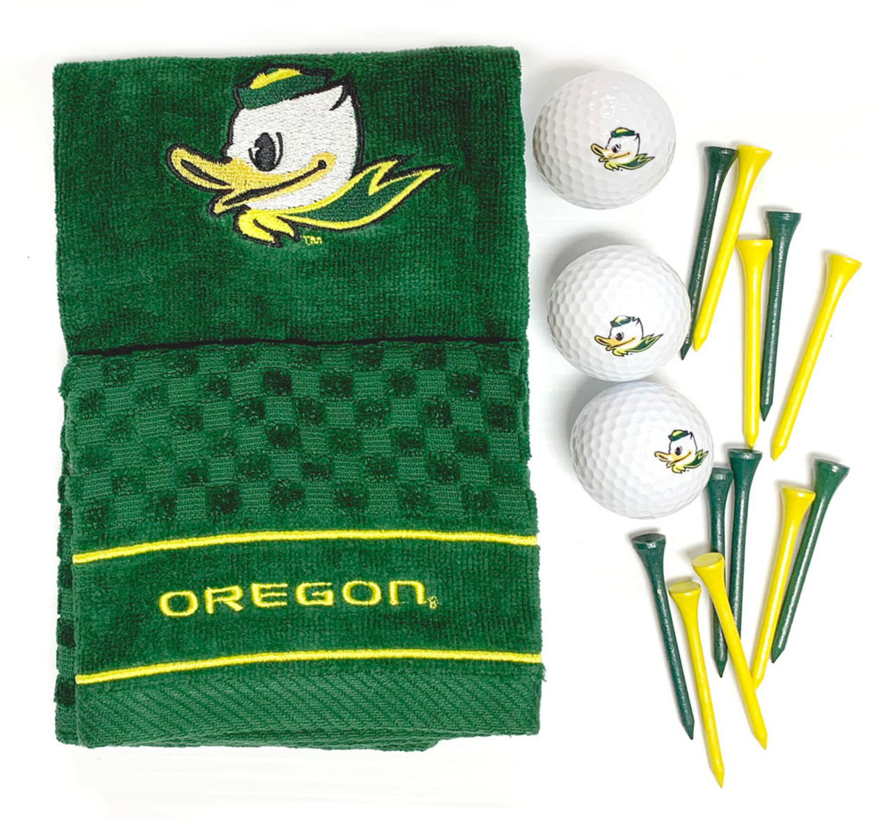 Team Golf Oregon Ducks Fighting Duck Gift Set (Towel, Balls, Tees)