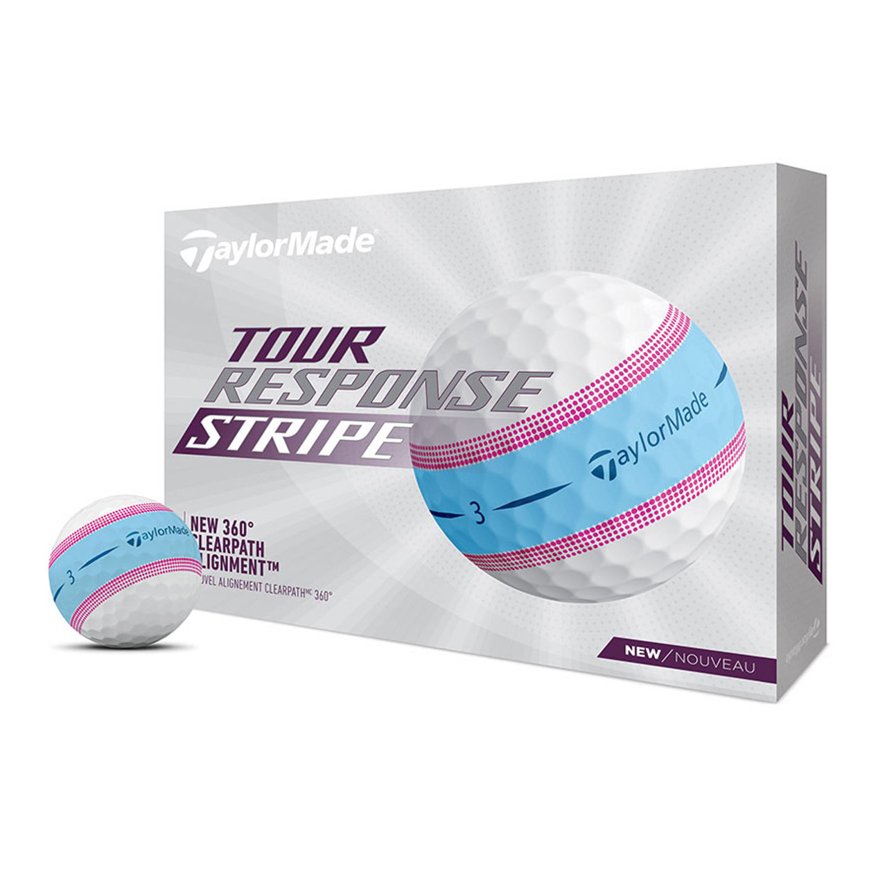 TaylorMade Tour Response Stripe Golf Balls (Blue Pink)