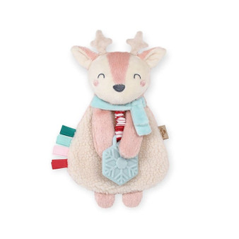 Holiday pink reindeer itzy lovey plush and teether toy