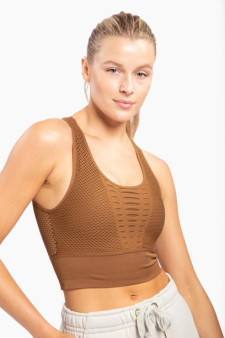 Laser Cut Seamless Sports Bra (Brown)