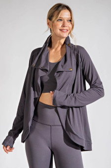 Asymmetric Jacket with Cowl Neck (Charcoal)