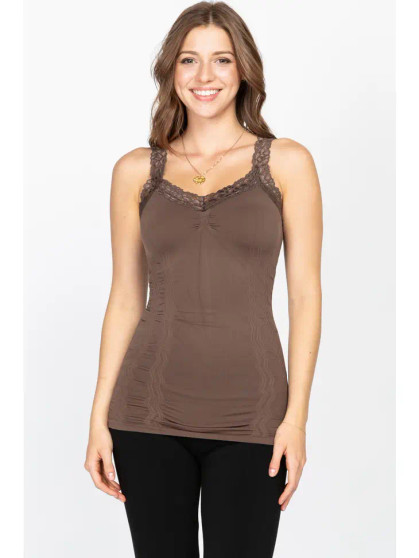 Seamless Laced Cami Corset (Chocolate)