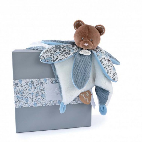 Blue BEAR comforter with petals - BOH'AIME