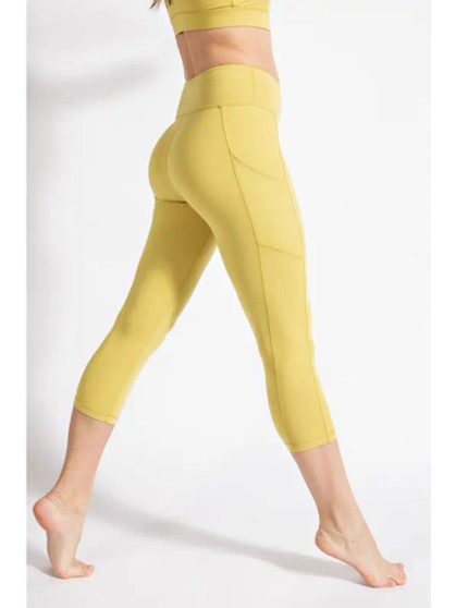 Butter Soft Capri Length Yoga Leggings (Yellow Pear)