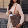 "Codie" Leopard Nylon Tote with Leather Accents