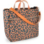 "Codie" Leopard Nylon Tote with Leather Accents