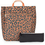 "Parker" Leopard Nylon Tote with Leather Accents