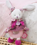 Cerise the pink rabbit rattle plush toy - 19 cm