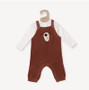 Bear embroidered baby overall knit romper plus body suit set