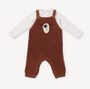 Bear embroidered baby overall knit romper plus body suit set