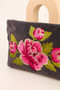 Painted Peony velvet zip pouch