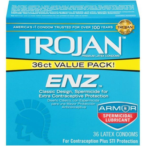 Trojan ENZ Spermicidal Lubricated Condoms - Case Pack