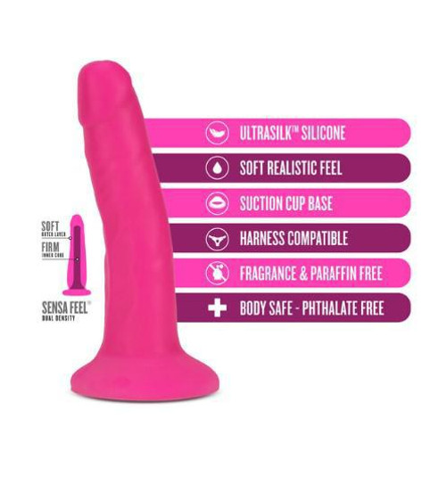 Neo Elite - 6-Inch Silicone Dual-Density Cock - Neon Pink Features