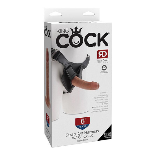 King Cock Strap-on Harness W/ 6in Cock Tan Package