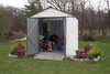 EZEE Shed Steel Storage 8 x 7 ft. Galvanized High Gable Cream with Charcoal Trim EZEE Shed Steel Storage 8 x 7 ft. Galvanized High Gable Cream with Charcoal Trim