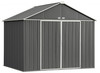 EZEE Shed Steel Storage 10 x 8 ft. Galvanized Extra High Gable Charcoal with Cream Trim