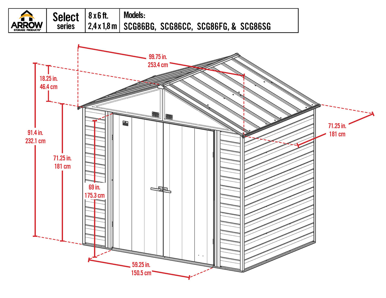Arrow Storboss, 6x3, Charcoal Horizontal Shed