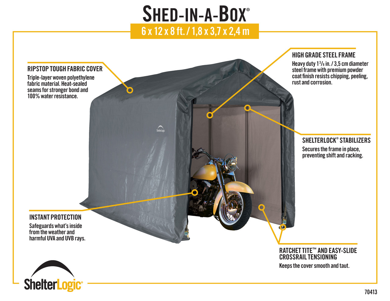 Shed-in-a-Box x 6x ft Peak Grey
