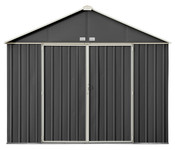 EZEE Shed Steel Storage 10 x 8 ft. Galvanized Extra High Gable Charcoal with Cream Trim