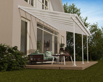 Canopia by Palram Feria 10 ft. x 20 ft. Patio Cover Kit - Grey Structure & Clear Twin Wall Panels