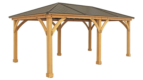 Yardistry Meridian Gazebo with Cedar Wood & Aluminum Roof (12 ft.  x 20 ft.)